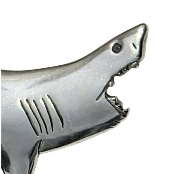 Vintage Sterling Silver Great White Shark Brooch Tie Pin Mako Jaws Sea Maritime - Picture 3 of 11